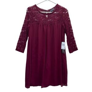Luxology Wine Lace Sleeve Dress. Size4 NWT